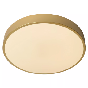 Lucide Unar - plafondverlichting - Ø 39,5 x 5 cm - 24W dimbare LED incl. -  3 stappen dimmer - mat goud