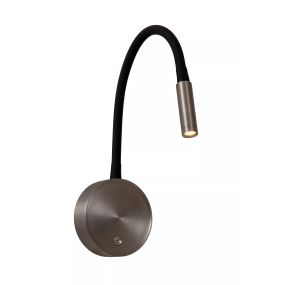 Lucide Asja -  oplaadbare wandlamp - Ø 8,5 x 42,1 cm - 3W dimbare LED incl. - zwart en grijs