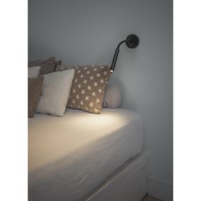 Faro Kale - wandverlichting met schakelaar - 38 x 10 cm - 3W LED incl. - mat zwart