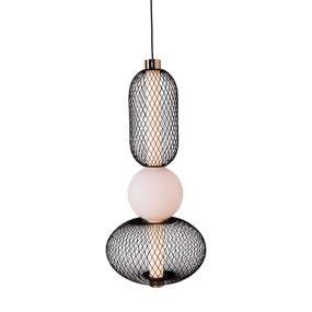 Maxlight Bora - hanglamp - Ø 22 x 183 cm - 10W LED incl. - zwart en goud