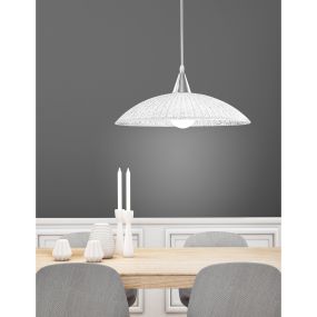 Nova Luce Shell - hanglamp - Ø 40 x 100 cm - wit en chroom