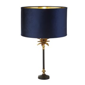 Searchlight Palm - tafellamp - Ø 40 x 65 cm - antiek messing, zwart, goud en marine