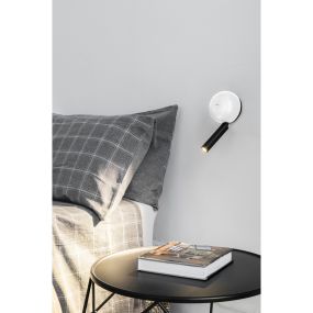 Faro Press - wandverlichting met schakelaar - 10,4 x 6,5 x 21,3 cm - 3W LED incl. - glanzend wit en zwart