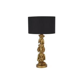 Searchlight 3 Wise Monkey - tafellamp - Ø 28 x 51,5 cm - zwart/goud