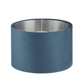 Searchlight Velvet Drum - lampenkap - Ø 28 x 18 cm - blauwgroen en zilver