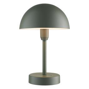 Nordlux Ellen To-Go - draadloze buiten tafellamp met laadstation - Ø 16 x 25 cm - 3 stappen dimbaar - 2,8W LED incl. - IP44 - olijfgroen