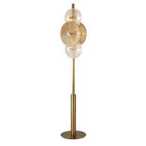 Searchlight Wagon - vloerlamp - Ø 30 x 151 cm - brons, transparant en amber