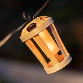 New Garden Hiama Garland Solar - lichtslinger op zonne-energie - 5 meter slinger - 10 LED-lampen incl. - IP44 - bamboe