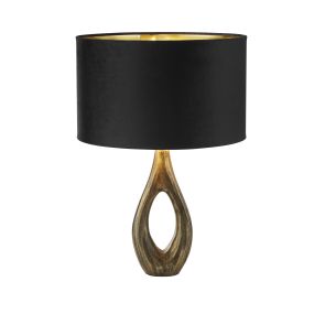 Searchlight Bucklow - tafellamp - Ø 40 x 46 cm - zwart, antiek messing en goud