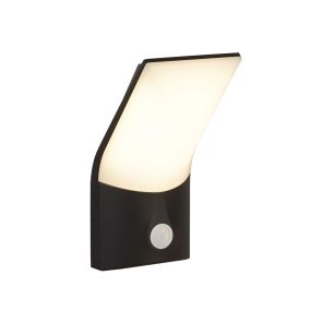 Searchlight Copenhagen - buiten wandlamp met sensor - 12 x 25 cm - 10W LED incl. - IP54 - zwart en opaal