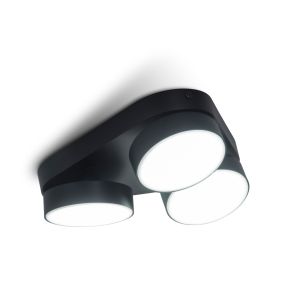 Lutec Stanos - opbouwspot 3L - slimme verlichting - Lutec Connect - 22 x 22 x 5,5 cm - 20,4W LED incl. - dimfunctie via app - 2700K-6500K - zwart