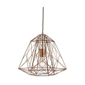 Searchlight Geometric Cage - hanglamp - Ø 39 x 120 cm - glanzend koper