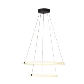 Searchlight Revolve - hanglamp - Ø 59 x 150 cm - 28W dimbare LED incl. - zwart en opaal