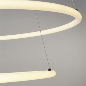 Searchlight Revolve - hanglamp - Ø 59 x 150 cm - 28W dimbare LED incl. - zwart en opaal
