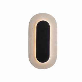 Maxlight Travertino - wandlamp - 30 x 15 x 5 cm - 10W LED incl. - zwart en grijs