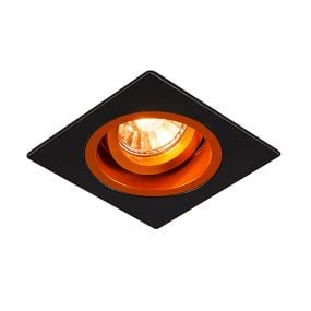 Zuma Line Chuck DL Square - inbouwspot 1L - Ø 92 mm, Ø 80 mm inbouwmaat - zwart en oranje-goud