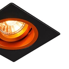 Zuma Line Chuck DL Square - inbouwspot 1L - Ø 92 mm, Ø 80 mm inbouwmaat - zwart en oranje-goud