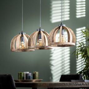 Vico Wooden Bars - hanglamp - 30 x 120 x 150 cm - mango hout
