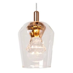 Lucide Berliane - hanglamp - Ø 39 x 164,5 cm - 7 x 3,8W dimbare LED incl. - transparant en goud