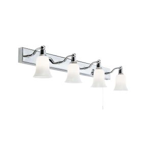 Searchlight Belvue - spiegellamp met trekschakelaar - 66 x 13,5 cm - IP44 - chroom en wit