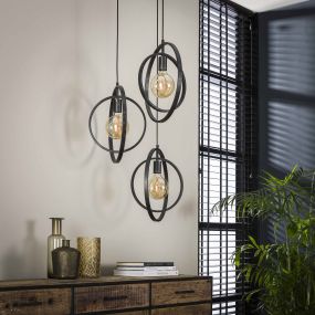 Vico Turn - hanglamp - 40 x 40 x 150 cm - houtskool
