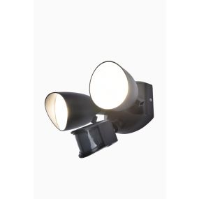 Lutec Shrimp - buiten wandverlichting met bewegingsmelder - 17,7 x 27,2 x 16,8 cm - 23,5W LED incl. - IP54 - zwart