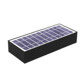 Century Italia Domne - buiten wandlamp met sensor op zonne-energie - 23 x 4,3 x 9,7 cm - 6W LED incl. - IP65 - zwart