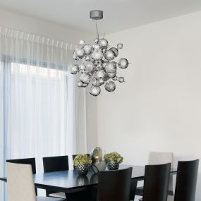 Searchlight Molecule - hanglamp - Ø 53 x 130 cm - chroom