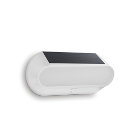 Century Italia Aura - buiten wandlamp op zonne-energie met sensor - 25 x 6,6 x 12 cm - 5W LED incl. - IP54 - wit