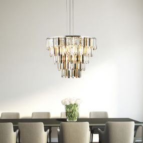 Searchlight Clarissa - hanglamp - Ø 65 x 170 cm - chroom en amber