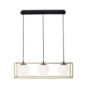 Nova Luce Juliet - hanglamp - 70 x 18 x 120 cm - messing en wit