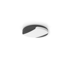 Lutec Sweep - buiten plafondverlichting - Ø 26 x 5,5 cm - 23,5W LED incl. - IP54 - donkergrijs