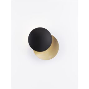 Nova Luce Shell - wandlamp - Ø20 x 11 cm - 7W LED incl. - zwart & goud