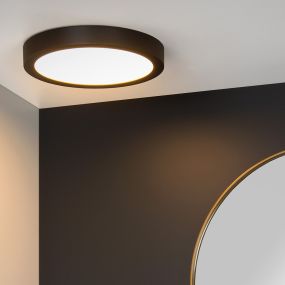 Lucide Brice-Led - plafondverlichting - Ø 30 x 3,9 cm - 30W dimbare LED incl. - IP44 - zwart