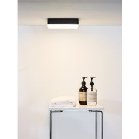 Lucide Ceres-LED - plafondlamp badkamer - 21,5 x 21,5 x 5 cm - 30W dimbare LED incl. - IP44 - zwart