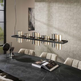 Vico Cylinder Mixed Glass - hanglamp - 130 x 20 x 150 cm - zwart