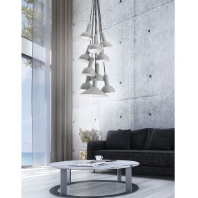 Nova Luce Ferrara - hanglamp - Ø 55 x 180 cm - lichtgrijs