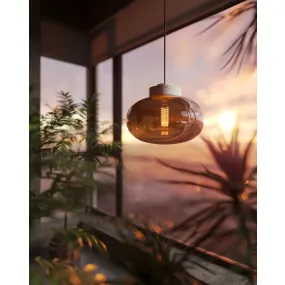 Maxlight Moonstone - hanglamp - Ø 45 x 150 cm - amber glas en wit