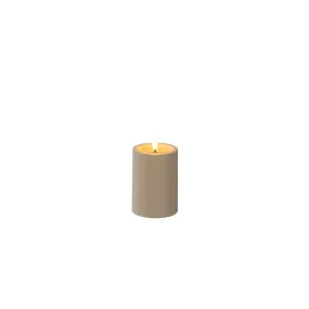 Konstsmide - LED blokkaars op batterijen met flakkervlam - Ø 7 x 10 cm - IP44 - beige