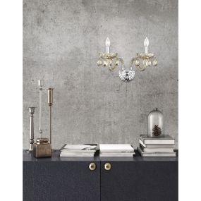 Nova Luce Zeno - wandverlichting - 47 x 18 x 27 cm - chroom en cognac