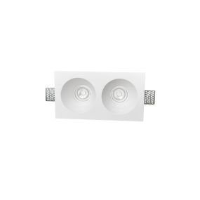 Nova Luce Mib - dubbele inbouwspot - 252 x 58 mm, 258 x 137 mm inbouwmaat - wit gips