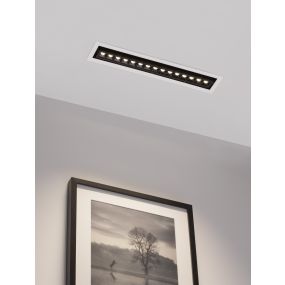 Nova Luce Cantia - inbouwspot - 46 x 8,2 cm - 443 x 72 mm inbouwmaat - 22,5W LED incl. - zwart - warm wit