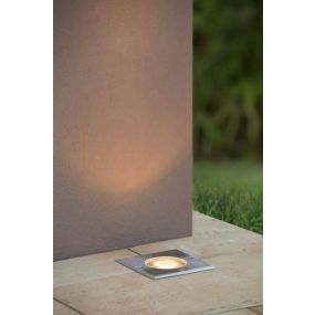 Lucide Biltin vierkant - grondspot voor buiten - 108 x 108 mm, Ø 104 mm inbouwmaat - IP67 - mat chroom