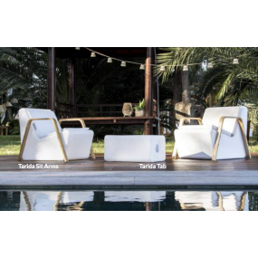 New Garden Tarida Arms - zetel met verlichting op zonne-energie - oplaadbare batterij - 69 x 77 x 66 cm - 4W RGB LED incl. - IP65  - wit