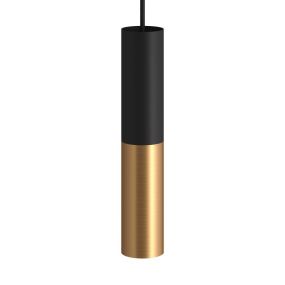 Creative Cables Double Tube - hanglamp 1L - Ø 12,5 x Ø 6 x 190 cm - geborsteld brons en zwart