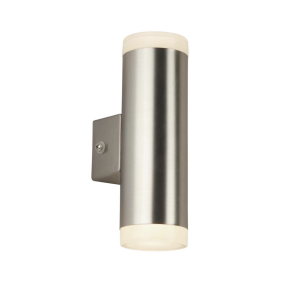 Searchlight Lincoln - buiten wandverlichting - 5 x 16,5 cm - 8W LED incl. - IP44 - satijn zilver