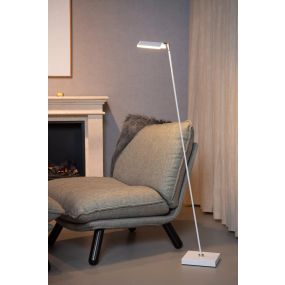 Lucide Aaron - vloerlamp - 20 x 20 x 134 cm - 10W dim to warm LED incl. - wit
