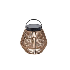 Lutec Coppa - draagbare tafellamp op zonne-energie - Ø 21,5 x 21,6 cm - 2,8W LED incl. - IP44 - zwart en rotan