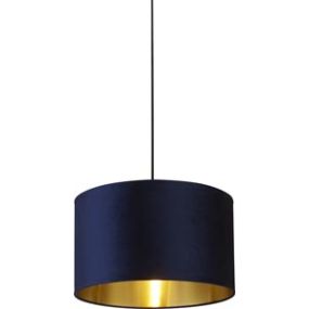 Searchlight Drum Shade - lampenkap - Ø 40 x 24 cm - marineblauw en geborsteld goud