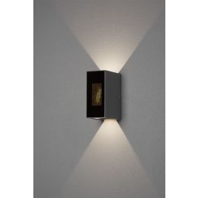 Konstsmide Cremona - buiten wandlamp met 2 regelbare lichtbundels en vlameffect - 8 x 13,5 x 17 cm - 6W LED incl. - IP54 - antraciet